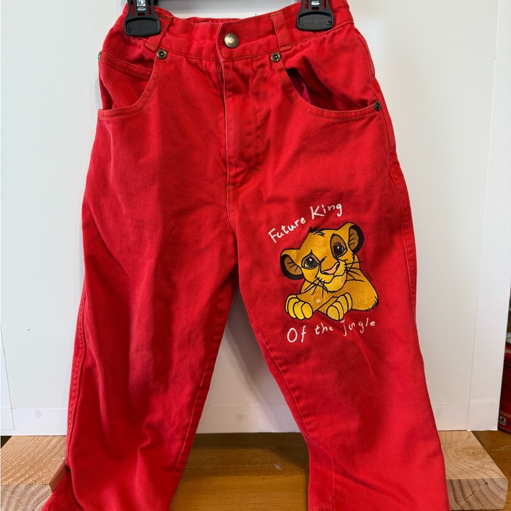 Disney Red Jeans with Cartoon Graphic